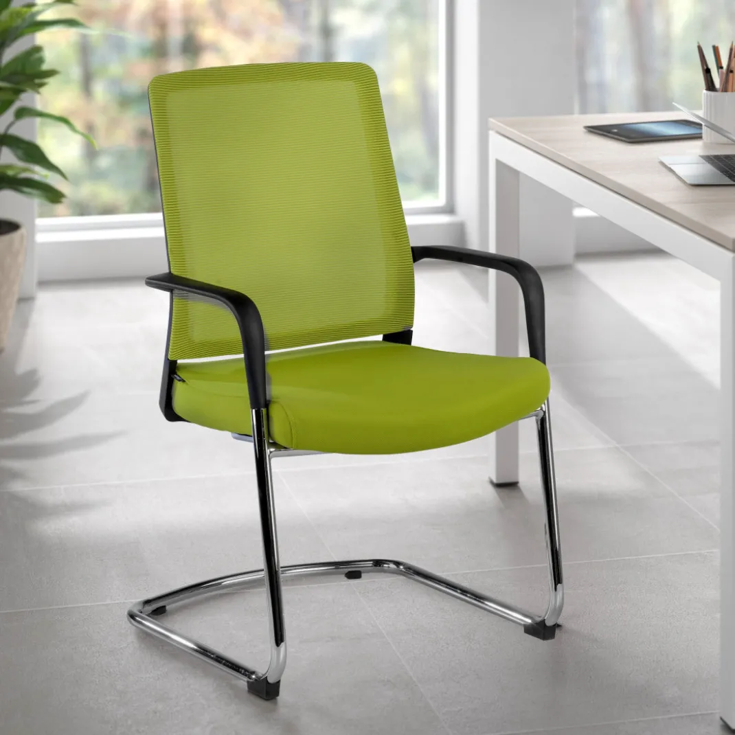 Silla confidente Dante patín, respaldo ergonómico red
