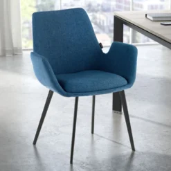 Silla Confidente Elodie, 4 Patas, brazos tapizados, Estructura metálica