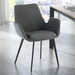 Silla Confidente Elodie, 4 Patas, brazos tapizados, Estructura metálica