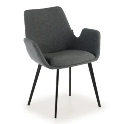 Silla Confidente Elodie, 4 Patas, brazos tapizados, Estructura metálica