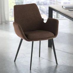 Silla Confidente Elodie, 4 Patas, brazos tapizados, Estructura metálica