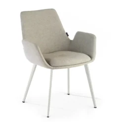 Silla Confidente Elodie, 4 Patas, brazos tapizados, Estructura metálica