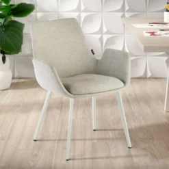Silla Confidente Elodie, 4 Patas, brazos tapizados, Estructura metálica