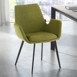 Silla Confidente Elodie, 4 Patas, brazos tapizados, Estructura metálica