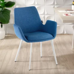 Silla Confidente Elodie, 4 Patas, brazos tapizados, Estructura metálica