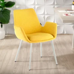 Silla Confidente Elodie, 4 Patas, brazos tapizados, Estructura metálica