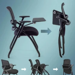 Silla con pala de escritural Flexia, respaldo de red, plegable