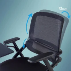 Silla con pala de escritural Flexia, respaldo de red, plegable