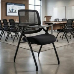 Silla con pala de escritural Flexia, respaldo de red, plegable