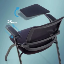 Silla con pala de escritural Flexia, respaldo de red, plegable
