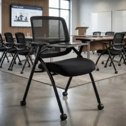 Silla con pala plegable Flexia, respaldo de red, con ruedas
