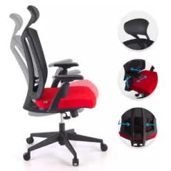 Silla de oficina Baron, reposacabezas, brazos 3D, red