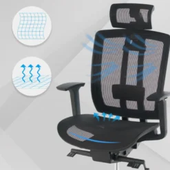 Silla de oficina Ergomax, premium, red con reposacabezas