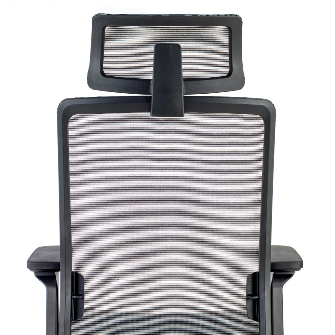 Silla de oficina ergonómica aluminio Duna red negra con reposacabezas
