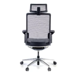 Silla de oficina ergonómica aluminio Duna red negra con reposacabezas