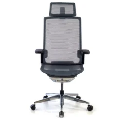 Silla de oficina ergonómica aluminio Duna red negra con reposacabezas