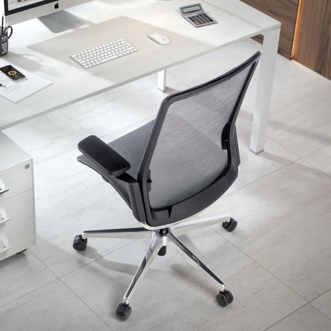 Silla de oficina ergonómica aluminio Duna red negra