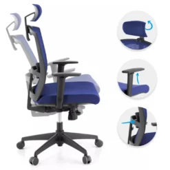 Silla de oficina Kendo, brazos ajustables, reposacabezas, red