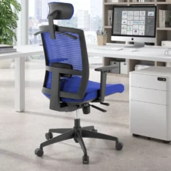 Silla de oficina Kendo, brazos ajustables, reposacabezas, red
