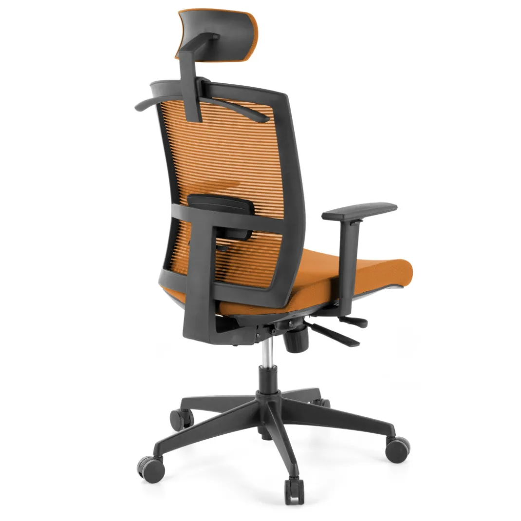 Silla de oficina Kendo, brazos ajustables, reposacabezas, red