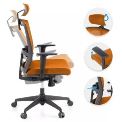 Silla de oficina Kendo, brazos ajustables, reposacabezas, red