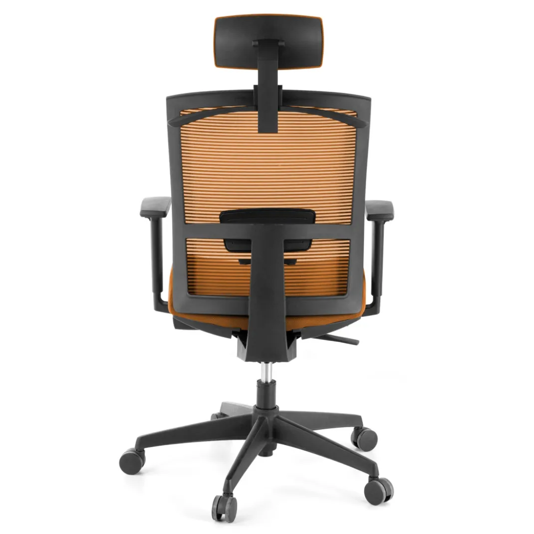 Silla de oficina Kendo, brazos ajustables, reposacabezas, red