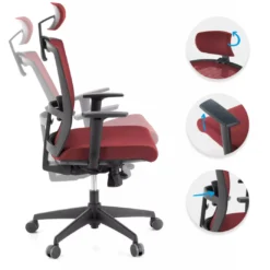 Silla de oficina Kendo, brazos ajustables, reposacabezas, red