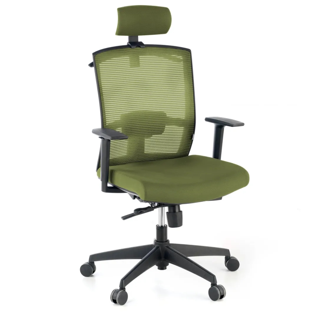 Silla de oficina Kendo, brazos ajustables, reposacabezas, red