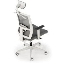Silla de oficina Kendo white, brazos ajustables, reposacabezas, red