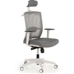 Silla de oficina Kendo white, brazos ajustables, reposacabezas, red