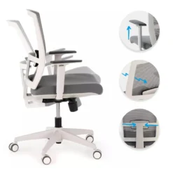 Silla de oficina Kendo white, brazos ajustables, red