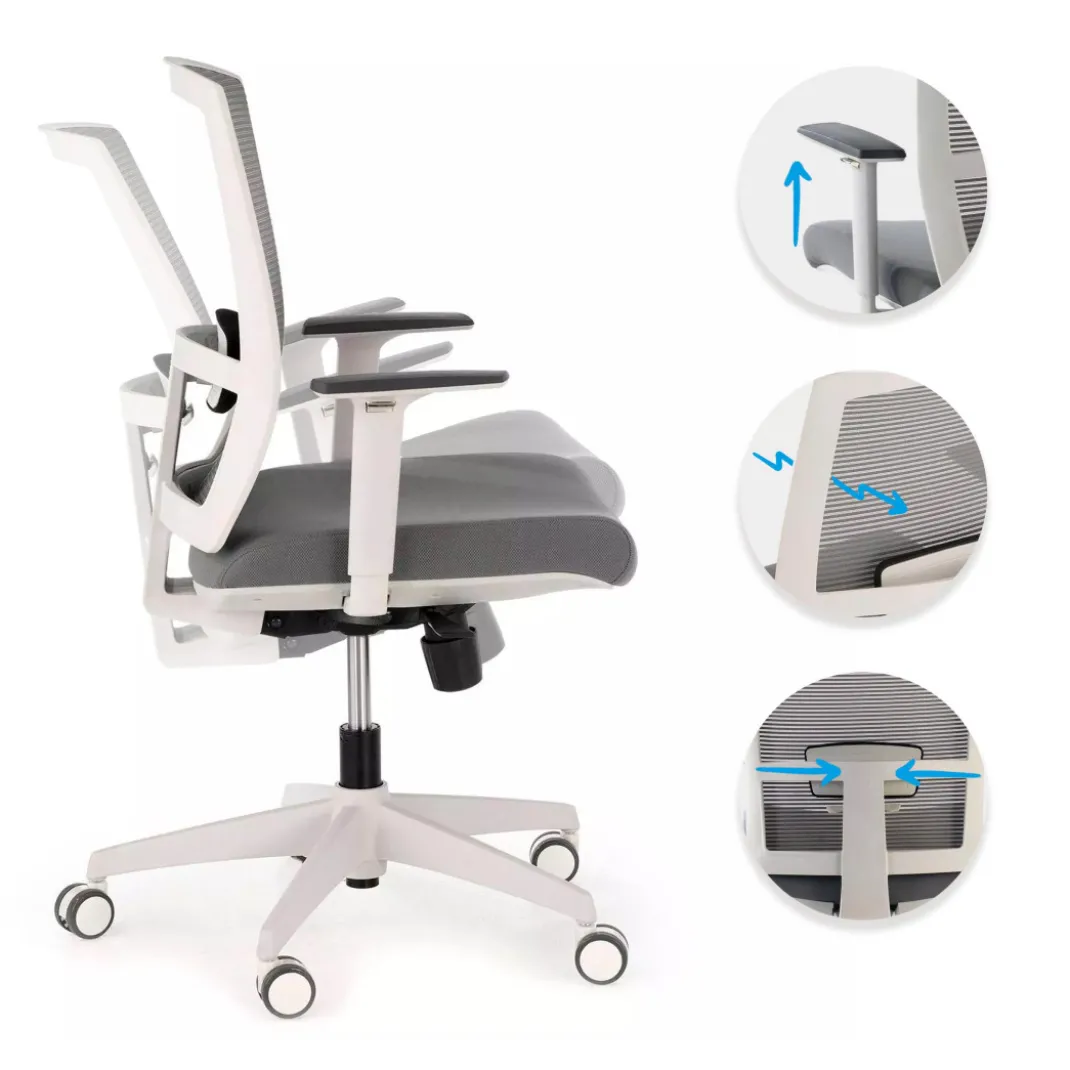Silla de oficina Kendo white, brazos ajustables, red