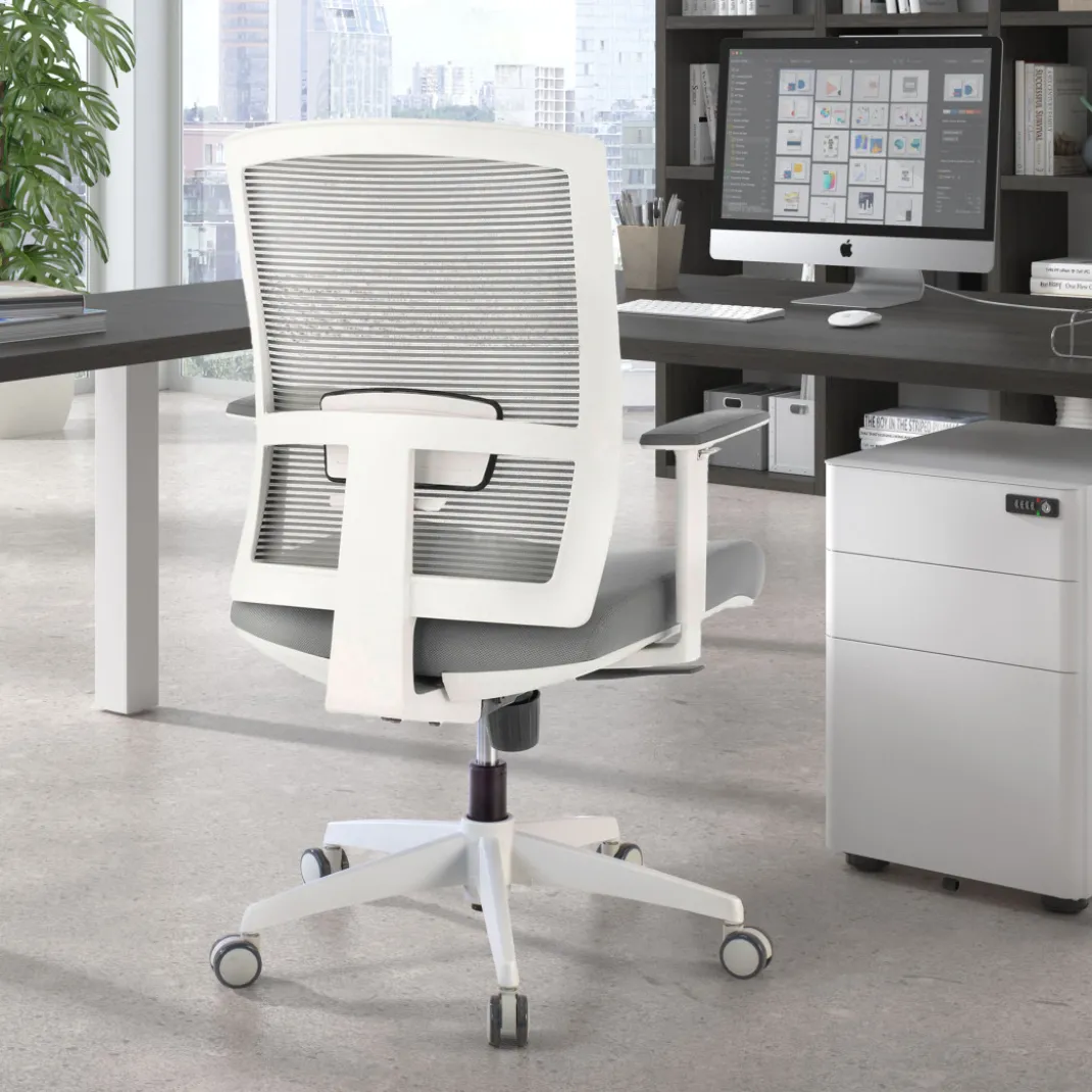 Silla de oficina Kendo white, brazos ajustables, red