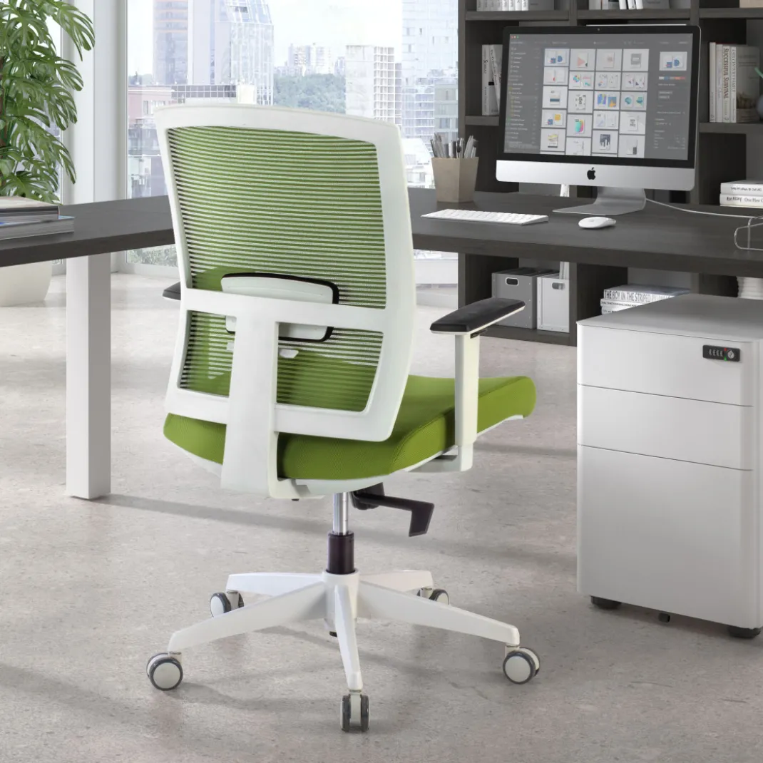 Silla de oficina Kendo white, brazos ajustables, red