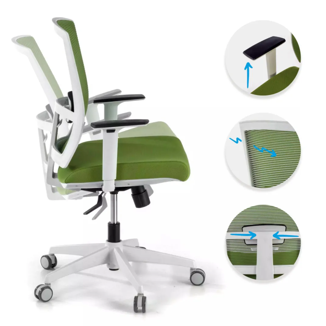 Silla de oficina Kendo white, brazos ajustables, red