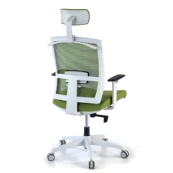 Silla de oficina Kendo white, brazos ajustables, reposacabezas, red
