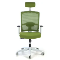 Silla de oficina Kendo white, brazos ajustables, reposacabezas, red