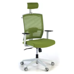 Silla de oficina Kendo white, brazos ajustables, reposacabezas, red