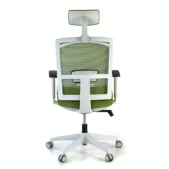 Silla de oficina Kendo white, brazos ajustables, reposacabezas, red