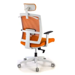 Silla de oficina Kendo white, brazos ajustables, reposacabezas, red