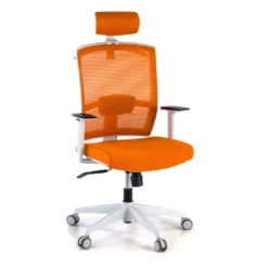 Silla de oficina Kendo white, brazos ajustables, reposacabezas, red