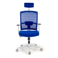 Silla de oficina Kendo white, brazos ajustables, reposacabezas, red