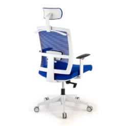 Silla de oficina Kendo white, brazos ajustables, reposacabezas, red