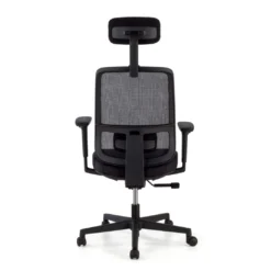 Silla de oficina profesional Sugar black con reposacabezas