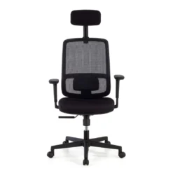 Silla de oficina profesional Sugar black con reposacabezas