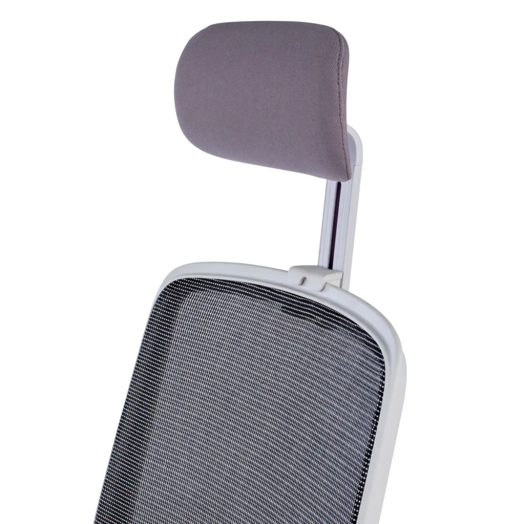 Silla de oficina Sugar white con reposacabezas