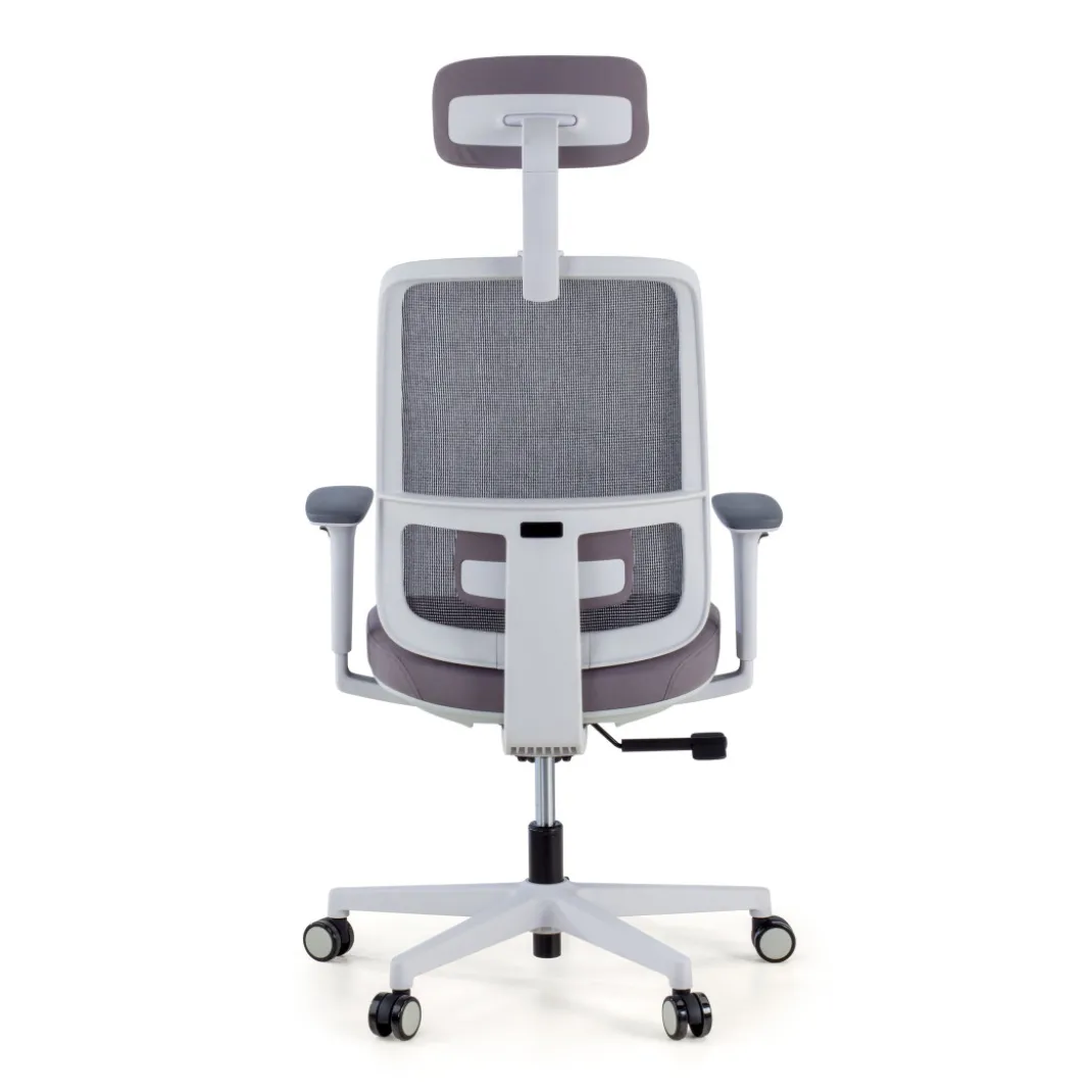 Silla de oficina Sugar white con reposacabezas