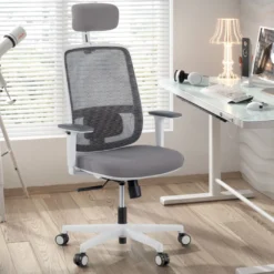 Silla de oficina Sugar white con reposacabezas