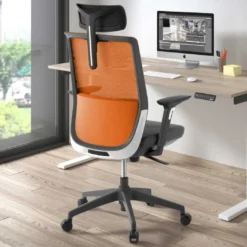 Silla de oficina Wind, respaldo ergonómico, brazos 3D, reposacabezas