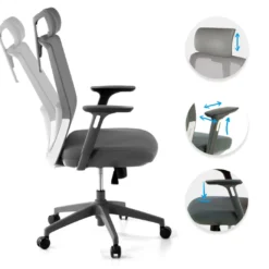 Silla de oficina Wind, respaldo ergonómico, brazos 3D, reposacabezas